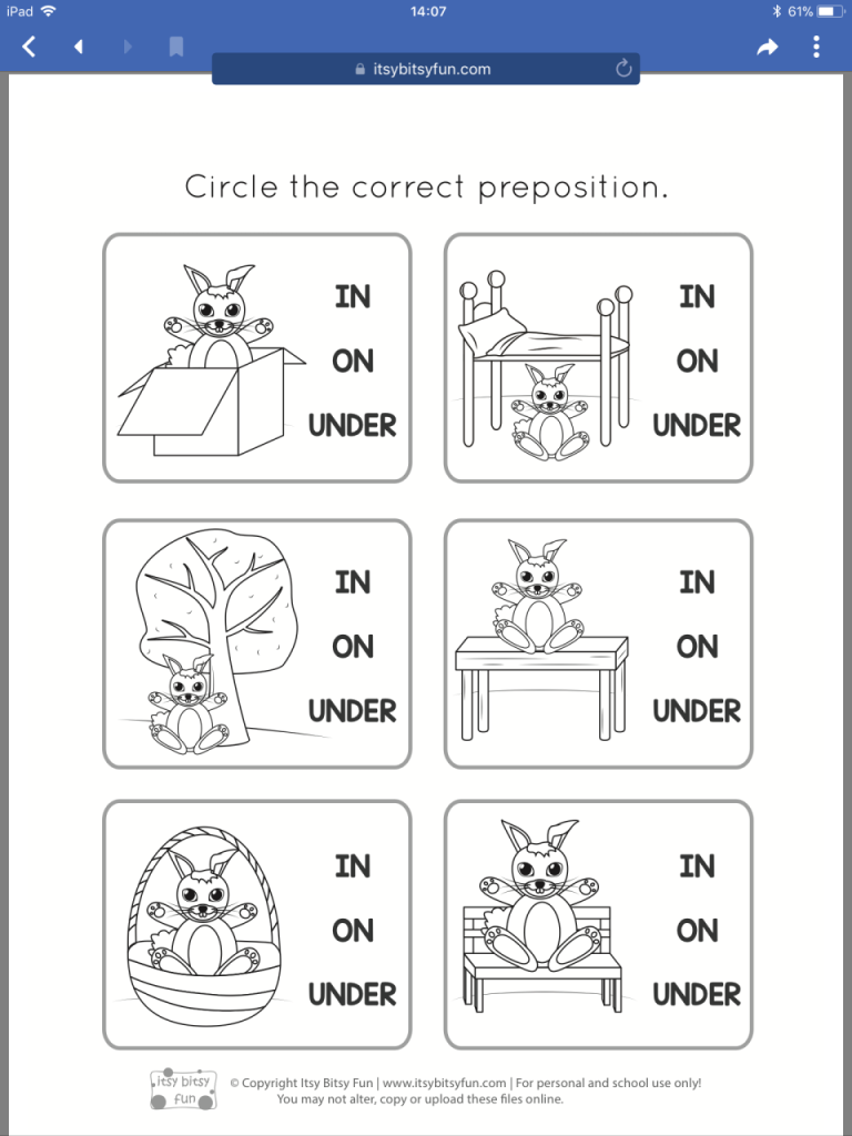 English Worksheets For Kids