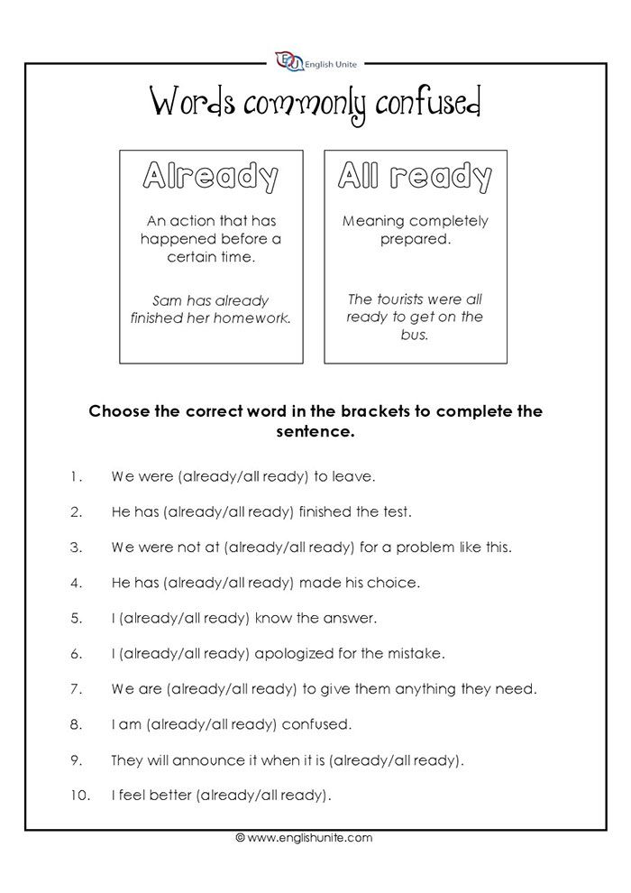 Commonly Confused Words Worksheet