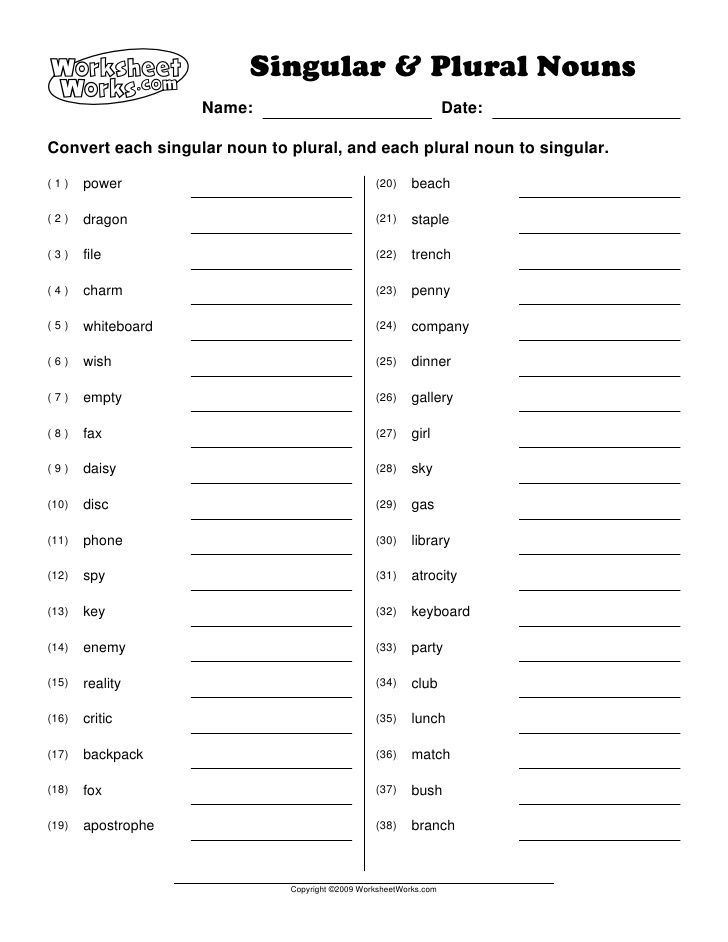 Plural Nouns Worksheet