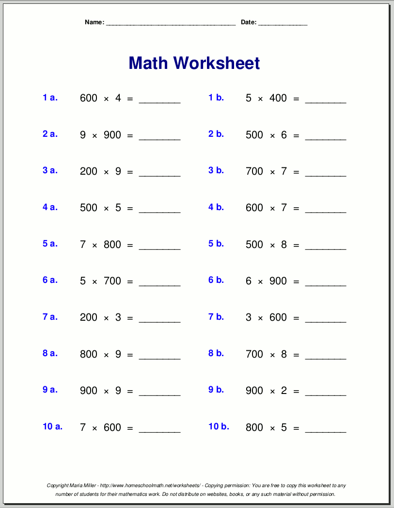 Grade 4 Worksheets