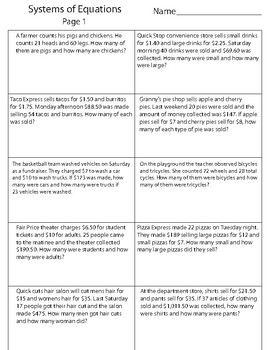 Linear Equations Word Problems Worksheet