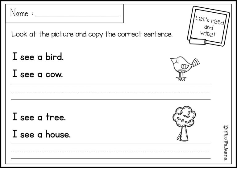 Writing Sentences Worksheets Pdf