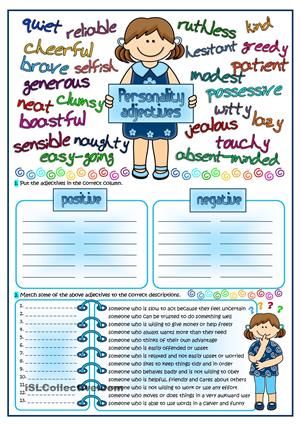 Personality Adjectives Worksheet