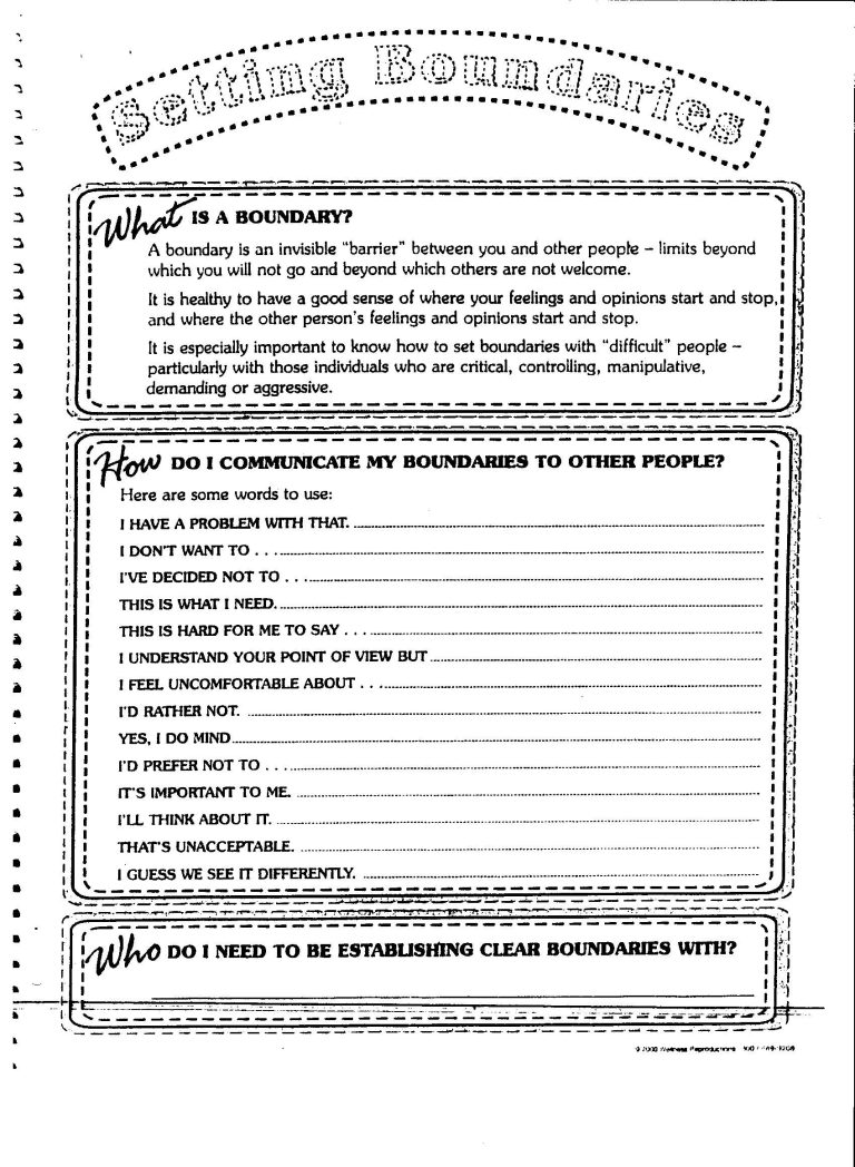 Boundaries Worksheet