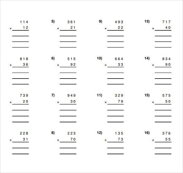 Long Multiplication Worksheets