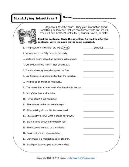 Adjectives Worksheets For Grade 3