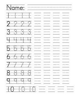 Number Writing Practice Sheets 1-10