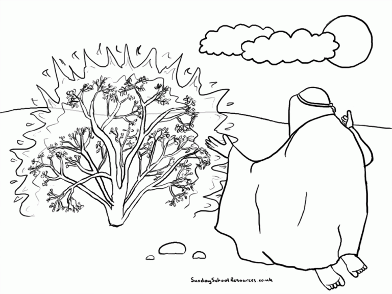 Moses And The Burning Bush Coloring Page