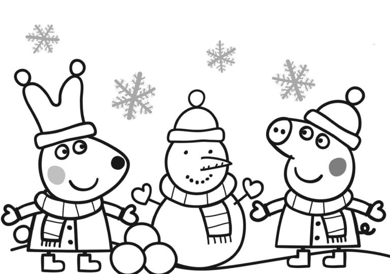 Winter Peppa Pig Christmas Coloring Pages