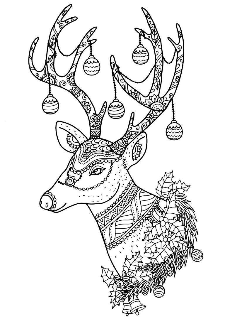 Christmas Reindeer Coloring Pages For Adults