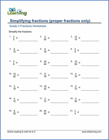 Fractions Worksheets Grade 3