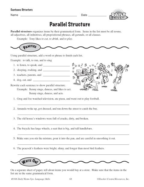 Parallel Structure Worksheet