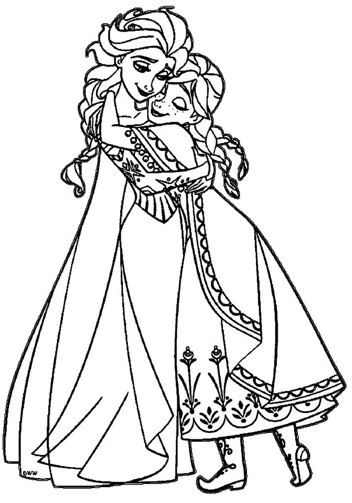 Elsa Anna Coloring Page