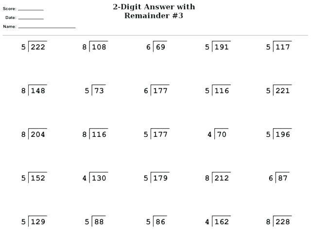 Long Division Questions