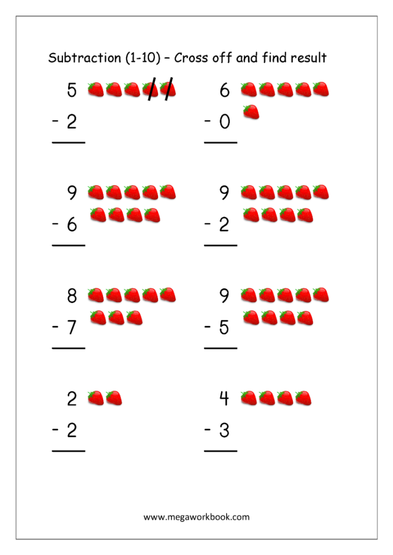 Subtraction Worksheets For Grade 1 With Pictures