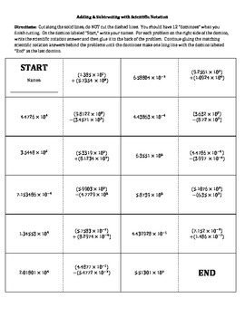 Adding And Subtracting Scientific Notation Worksheet