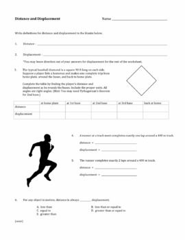 Distance And Displacement Worksheet