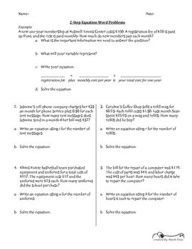 Two Step Equations Word Problems