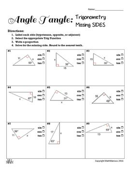 Finding Missing Angles In Triangles Worksheet