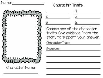 Character Traits Worksheet