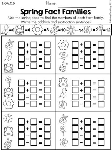 First Grade Math Worksheets Subtraction