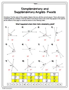 Complementary And Supplementary Angles Worksheet