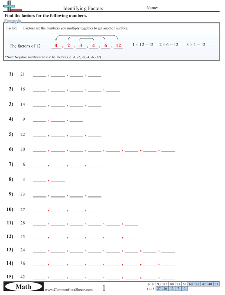 4th Grade Math Worksheets Common Core