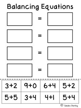 Balancing Equations Worksheet First Grade