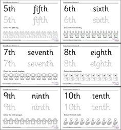 Ordinal Numbers Worksheet 1-10