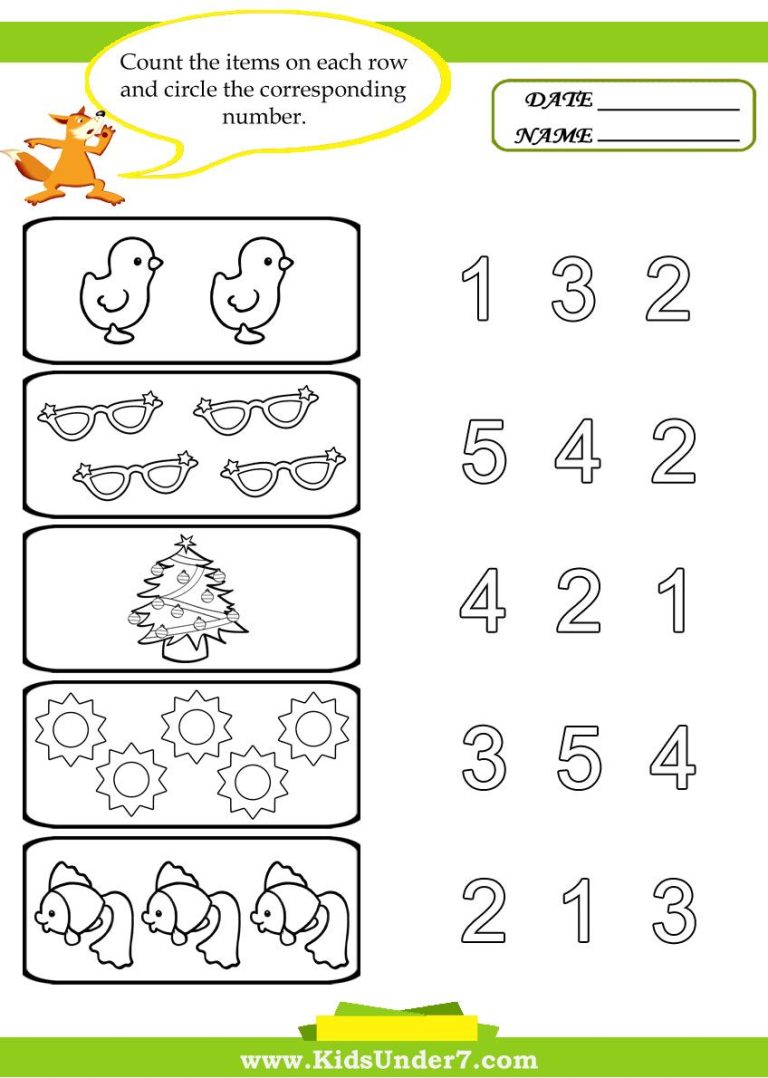 Preschool Worksheets Numbers