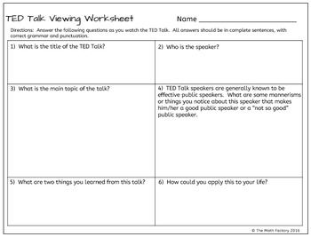 Ted Talk Worksheet