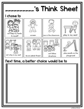 Behavior Reflection Sheet