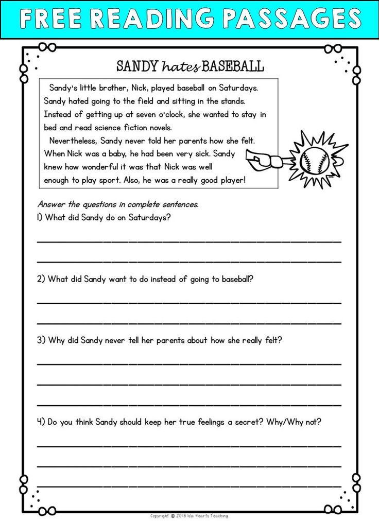 Free Reading Comprehension Worksheets Grade 2