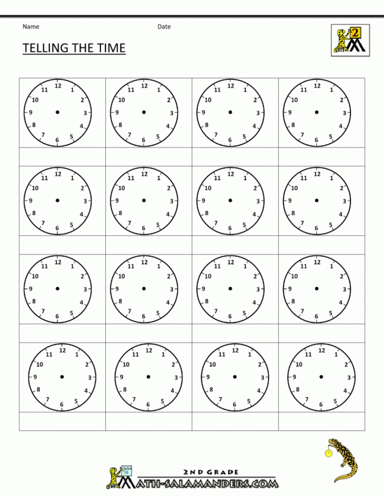 Blank Clock Worksheets