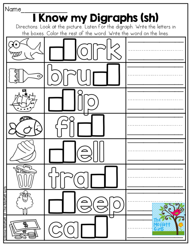 Sh Words Worksheet