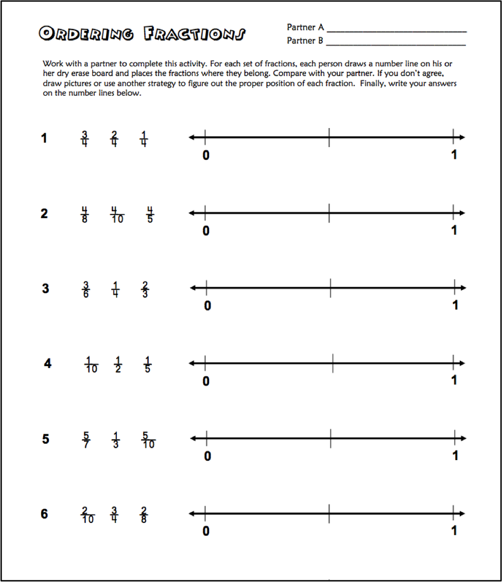 Fractions On A Number Line Worksheet