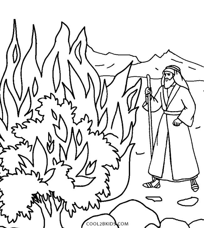 Moses And The Burning Bush Coloring Page