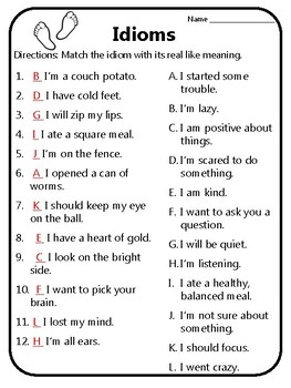 Idioms Worksheets