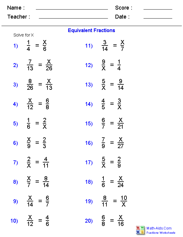 Math Aids Fractions