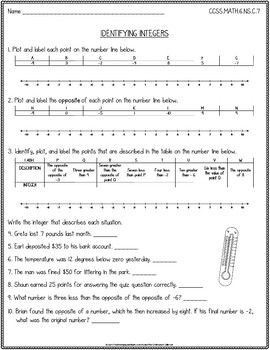 6th Grade Math Worksheets For Grade 6 Integers