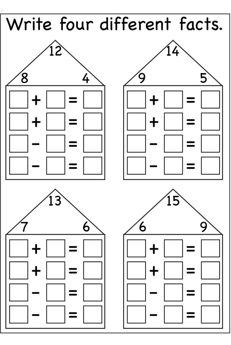 Fact Family Worksheets