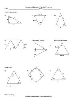 Isosceles And Equilateral Triangles Worksheet