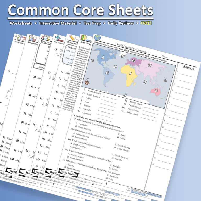 Common Core Sheets