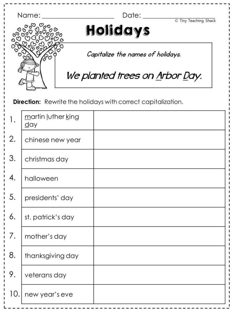 Nouns Worksheet 2nd Grade