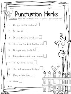 Punctuation Worksheets For Grade 1