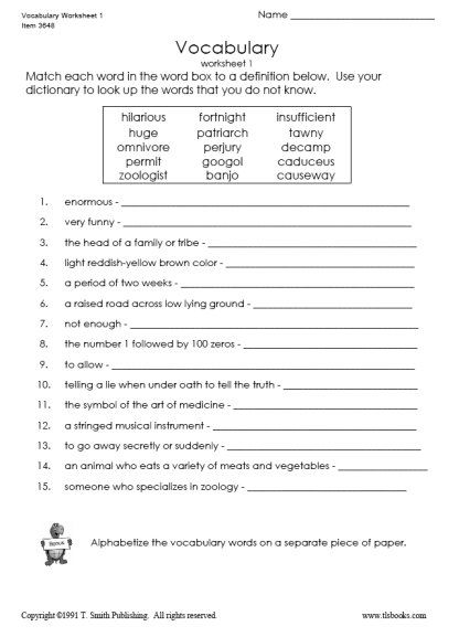 English Worksheets For Grade 3