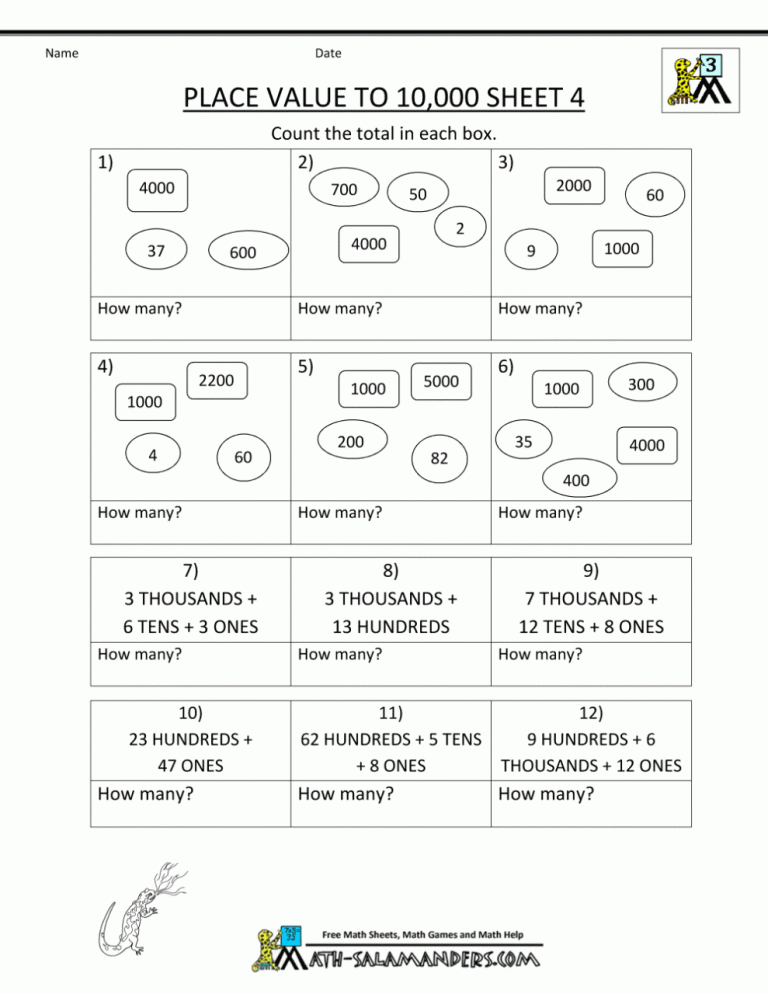 Place Value Worksheets 3rd Grade