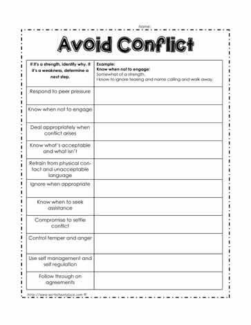 Conflict Resolution Worksheets