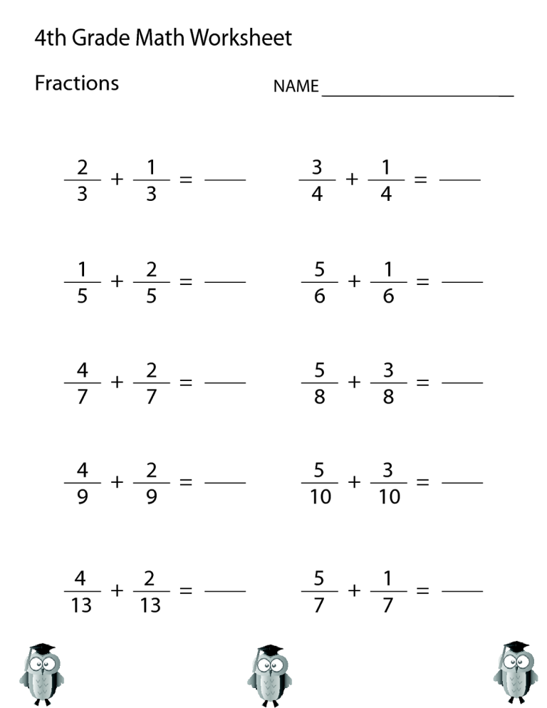 Fourth Grade Math Worksheets