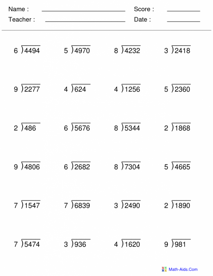 Long Division Worksheets Pdf